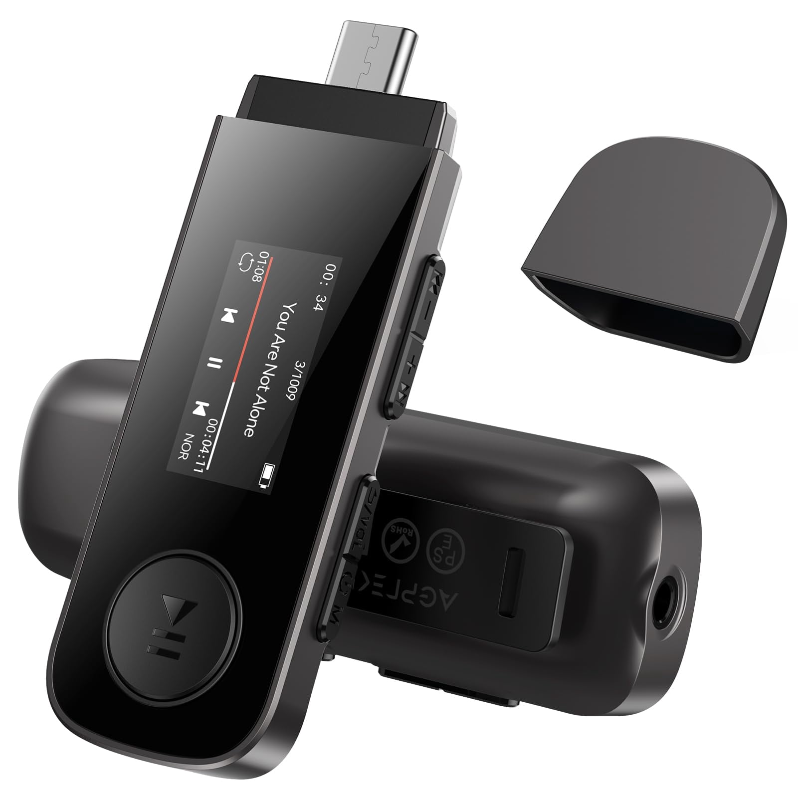 Reproductor MP3 AGPTEK U5PL de 64 GB con Bluetooth, radio FM gris