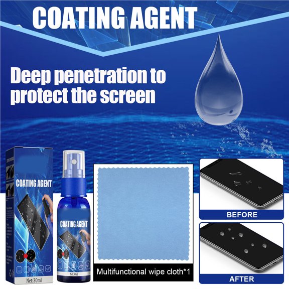 Protector de pantalla líquido en aerosol, agente de recubrimiento, película de dureza 9H, aerosol protector oleofóbico para teléfonos, cámaras y tabletas, 30 ml.