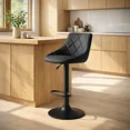 thumbnail image 3 of Silla de Bar para Barra de Cocina con Respaldo y Reposapies de Altura Ajustable Banco Giratorio para Bar con Asiento Acolchado Diseño Elegante Full Black, 3 of 8