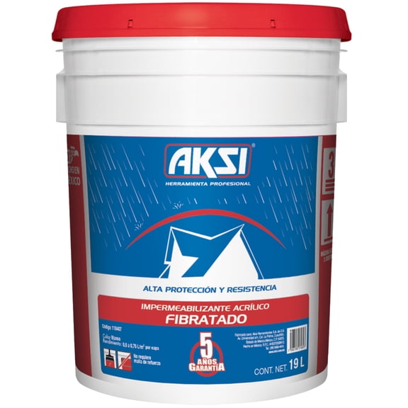 Impermeabilizante Fibratado Aksi Cubeta de 19 L Blanco