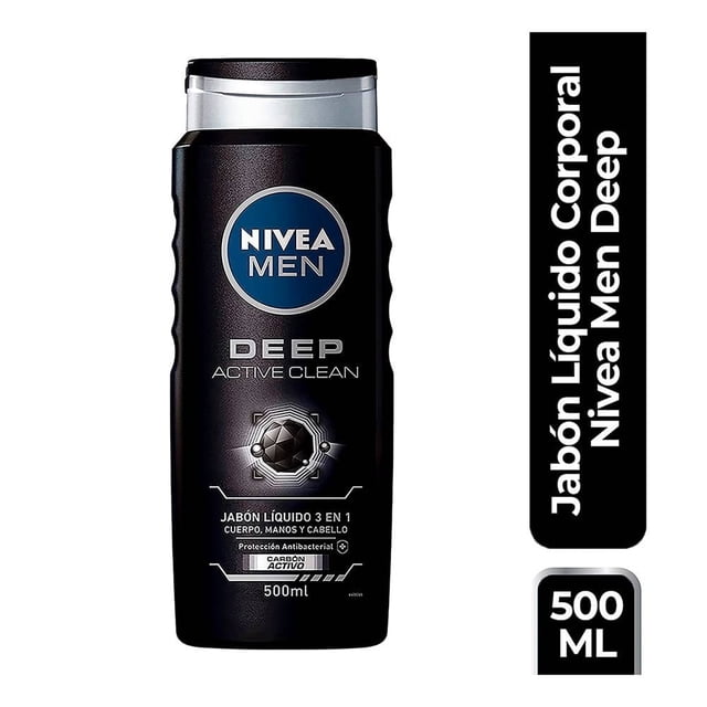 Jabón Liquido corporal NIVEA MEN Deep rock salts antibacterial 500 ml