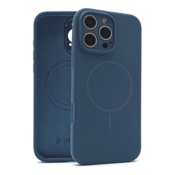 Funda Icon Case Silicon para iPhone 16 Pro Max, Carcasa, Protector, Uso Rudo, Antigolpes, Resistente, Esquinas Reforzadas, Protección de Cámara - Azul marino