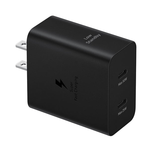 Cargador de pared con adaptador de corriente SAMSUNG 50W Duo EP-T5020XBEGUS