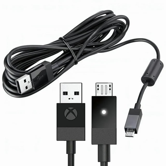 cable usb cargador para control xbox one carga y juega Cable USB negro de 2.75 m para controles Xbox One, con conector USB-A y conector de carga para control, anillo magnético anti-interferencia en el cable y luz indicadora de carga; apto para carga y transmisión de datos, compatible con controles Xbox One y PS4 universales.