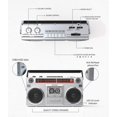 thumbnail image 3 of Riptunes Boombox Radio Cassette Player Grabador, Radio AM/FM -SW1/SW2, Transmisión Inalámbrica, Ranuras USB/Micro SD, Entrada Auxiliar, Conector para Auriculares, Convertir Casetes a USB/SD, Estilo Re, 3 of 5