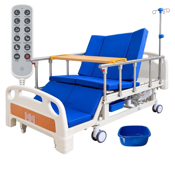 Cama Hospitalaria Electrica 6 Funciones + Comodo Premium azul