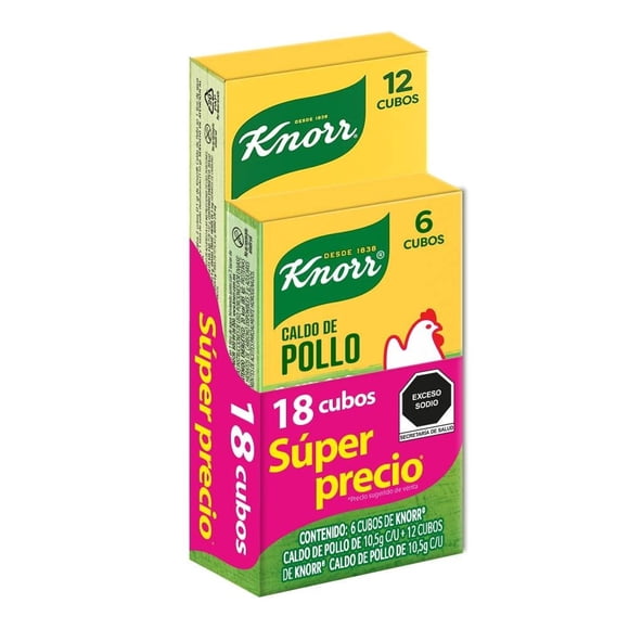Caldo de pollo Knorr 18 cubos de 10.5 g c/u