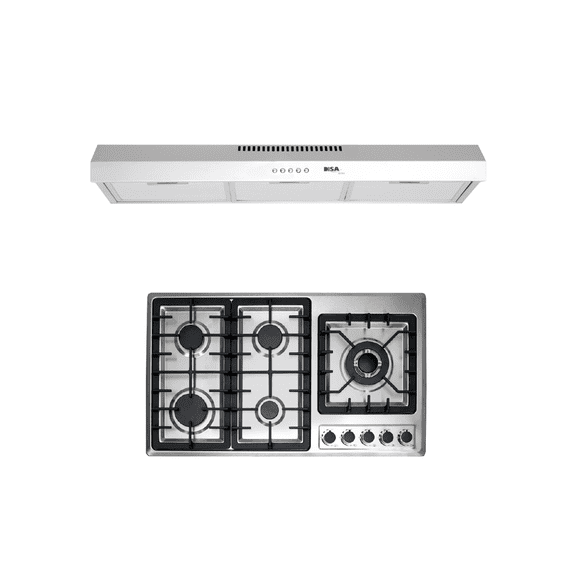 Combo DISA HOME Parrilla a Gas 5 Quemadores Acero Inox Y Campana Extractora de Pared Acero Inox 80 c Disa Home  40-11-0-005