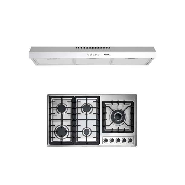Combo DISA HOME Parrilla a Gas 5 Quemadores Acero Inox Y Campana Extractora de Pared Acero Inox 80 c Disa Home 40-11-0-005