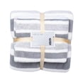 thumbnail image 1 of Gray Coral Velvet Striped Bath Towel Set 2-Piece Absorbent Cotton Towels for Bathroom and Spa, 1 of 9