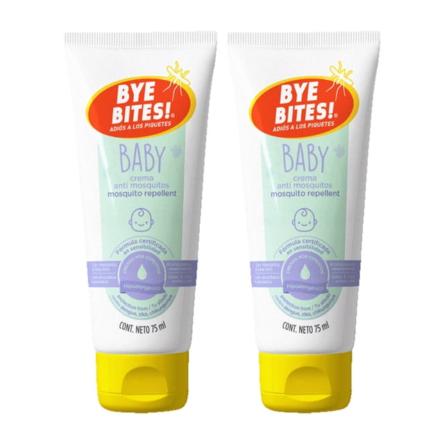 Bye Bites Duopack Repelentes de Mosquitos e Insectos en Crema Baby para Bebé, con Manzanilla y Aloe Vera, 75 ml BYE BITES Repelente de insectos y mosquitos