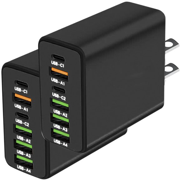 Cargador Multipuerto USB HotShot NexusBlack 6 Puertos USB 5V 3A Max 65W 100-240V 50-80Hz Negro