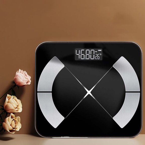 Báscula inteligente para el peso corporal y el porcentaje de grasa - Báscula de baño Bluetooth precisa con app, gran pantalla LED, seguimiento de 13 métricas corporales