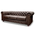 thumbnail image 3 of Sala de Piel Genuina Clásico 3-2-1, Sofá, Love Seat y Sillón,  6 plazas, Modelo Chesterfield P/V, Color Chocolate, Elegante, cómodo y Clásico, Hecho en Mexico. Medidas:  220 cm, 185 cm, 110 cm., 3 of 9