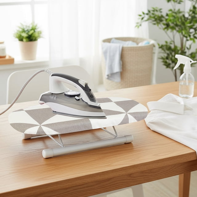 Ohmyroo Compact Foldable Mini Ironing Board for Sleeves and Collars, Portable Travel Ironing Pad with Heat-Resistant Cover for Garment Touch-Ups