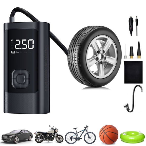 Xihbxyly Inflador de Neumáticos Portátil para Coche, Bomba de Aire Multifuncional, Infla Neumáticos, Pelotas y Aros, Práctico Accesorio para Coche, 12 V, Diseño Compacto, Cable de 3 M Incluido.