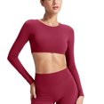 thumbnail image 3 of TaTaai Womens Long Sleeve Cutout Yoga Top Fitted Workout Shirt Breathable Running Training Tight Fit Fitness Sportswear Gift, 3 of 9