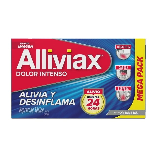Analgésico Alliviax Naproxeno Sódico 550 mg 20 tabletas