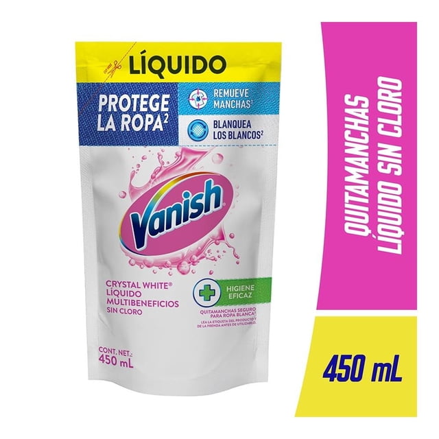 Quitamanchas Vanish Crystal White líquido para ropa blanca 450 ml