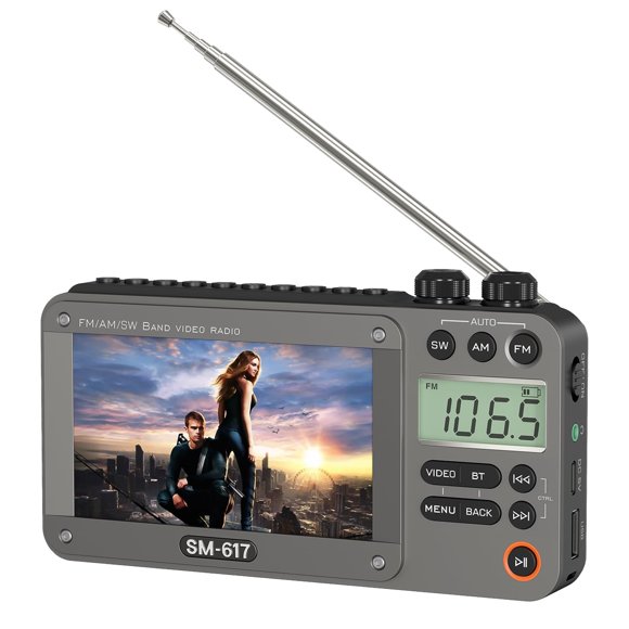Radio portátil para películas y vídeo SEMIER 720p de 4,3 pulgadas con Bluetooth