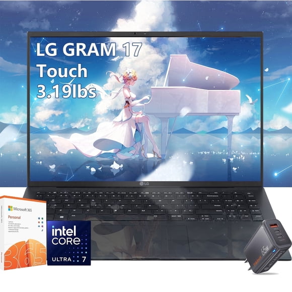 LG gram Laptop de 17 Pulgadas con Pantalla Táctil - Intel Core Ultra 7 - Pantalla Grande de 17.3 WQXGA - Teclado Retroiluminado - 32GB RAM - 2TB PCIe SSD - Ultradelgado y Ligero - 2025 AI Copilot PC
