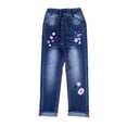 thumbnail image 1 of Pantalones Vaqueros Bordados de Uso Diario Para Niña Pequeña, KIDSCOOL SPACE, 5-6 años, 1 of 6