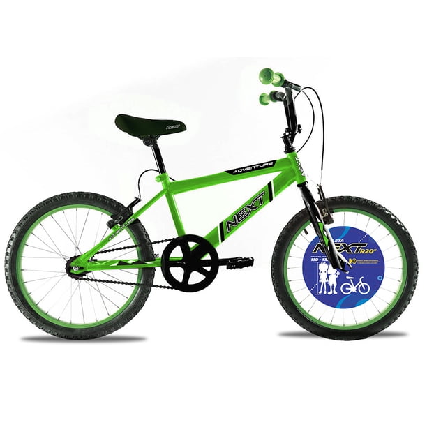 Bicicleta Next Tipo Cross Rodada 20 Verde con Negro Frenos V de 1 Velocidad