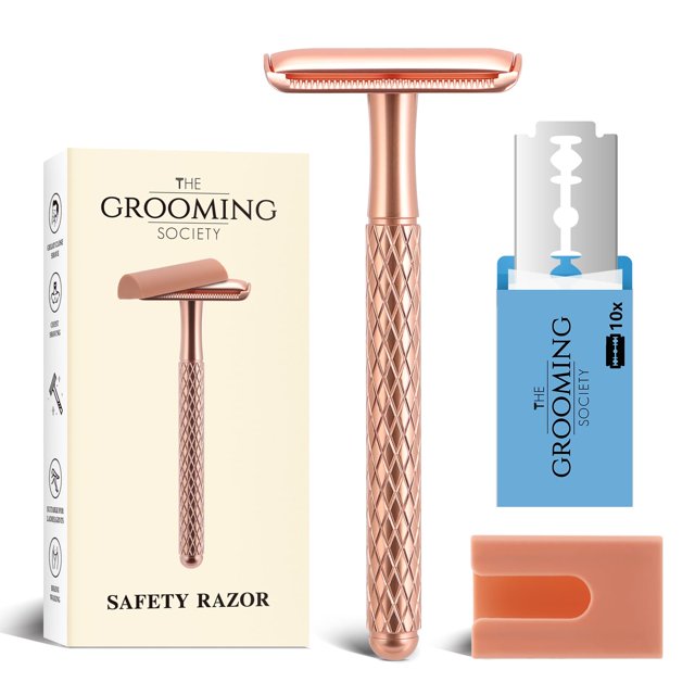 Afeitadora de seguridad THE GROOMING SOCIETY color oro rosa con 10 hojas
