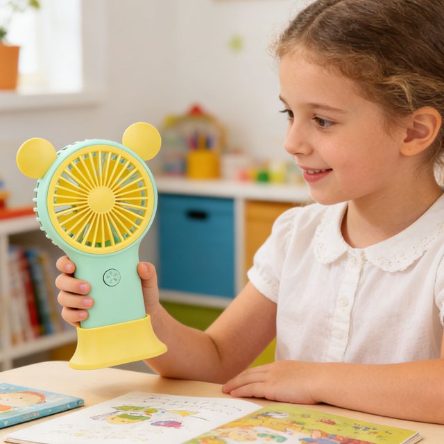 Ventilador de mano mini con luces LED de 7 colores, ventilador portátil ...