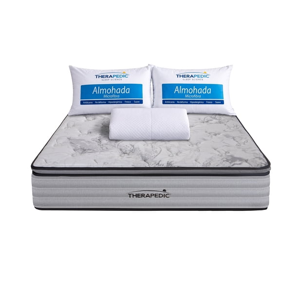 Colchón King Size más 2 Almohadas Therapedic Boreal más Cubre Colchón