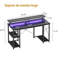 thumbnail image 3 of Escritorio Gamer, Escritorio para Computadora,Escritorio de Oficina en Casa, Escritorio para Viene con Regleta, Regleta de luz y Soporte para Monitor, 140cm Negro, 3 of 10