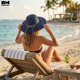 thumbnail image 4 of Sombrero de Playa Con Conchitas Para Mujer Ala Ancha 42 cm azul 42 cm, 4 of 6