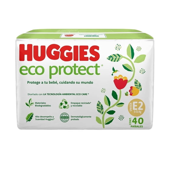 Pañales Huggies Ecoprotect etapa 2 unisex 40 piezas