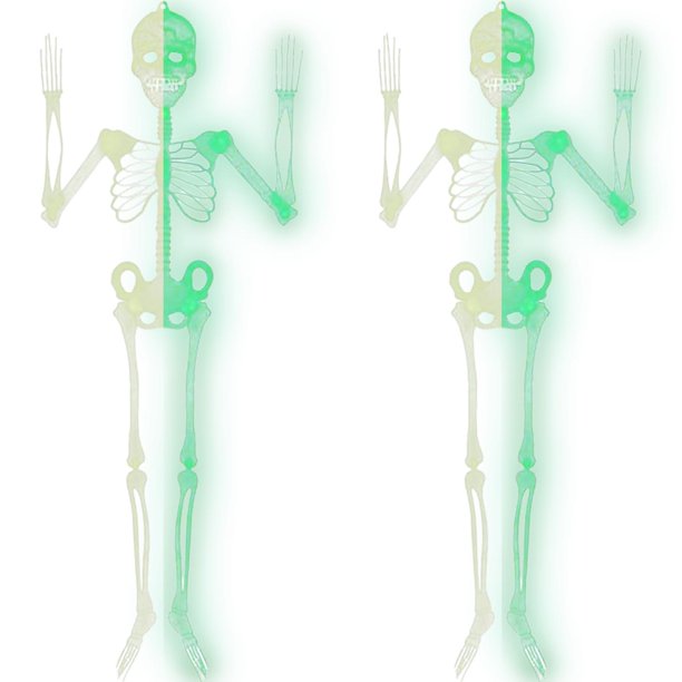 Adorno para decorar casas VentDepot SkeleHangMid 2Pzas 90cm Plástico verde fluorescente