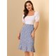 thumbnail image 2 of Falda midi Allegra K con botones y volantes florales Morado claro S, 2 of 6