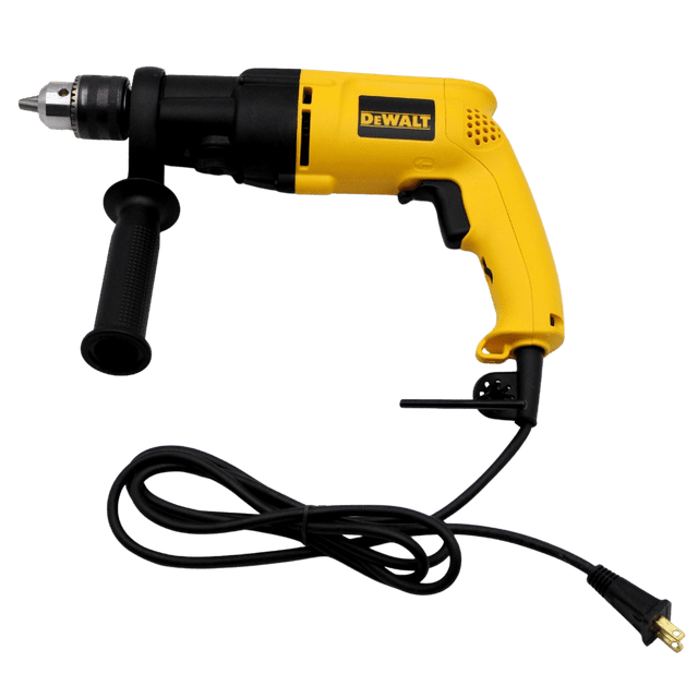 taladro rotomartillo vvr 1/2 dewalt dw505 dewalt dw505-b3 Rotomartillo amarillo DEWALT con empuñadura trasera recubierta en goma y mango lateral negro, carcasa tipo jampot de 3 partes y portabrocas metálico; gatillo visible y cable con enchufe; indicado para perforación en mampostería y trabajos de alto torque, también adecuado para ensamblado y perforaciones en madera y metal.