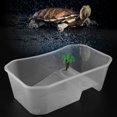 thumbnail image 1 of Pecera abierta de plástico pequeña con plataforma para tomar el sol para reptiles tortugas (blanco), 1 of 10