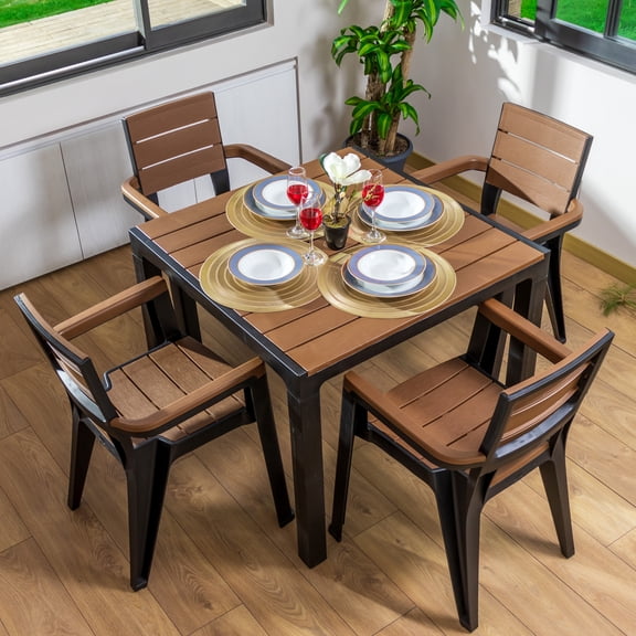 Juego De Comedor Tipo Madera Exterior Marca Mq MQ  563-TAB