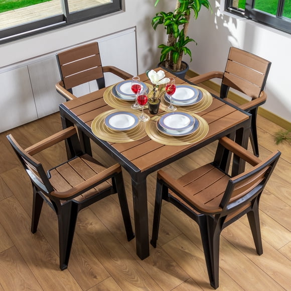 Juego De Comedor Tipo Madera Exterior Marca Mq MQ  563-TAB