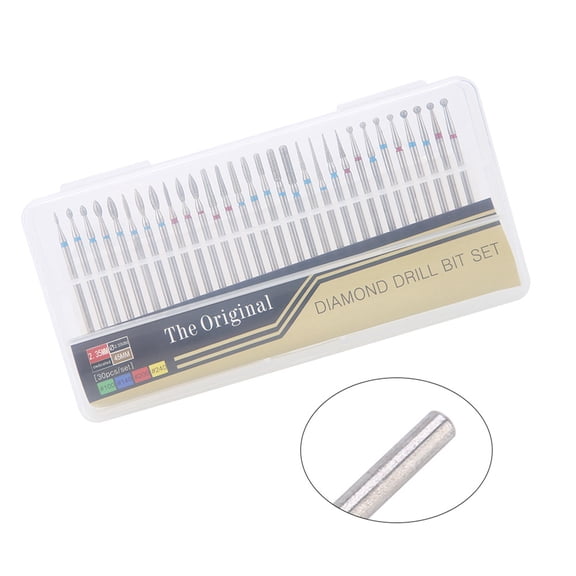 Juego de 30 brocas de diamante para uñas, para limpiar cutículas y piel muerta, para limas de uñas, herramientas de manicura