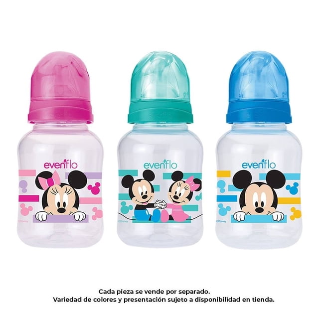 Biberón Evenflo Mickey y Minnie Flujo Lento 4 oz Varios Modelos 1 Pieza