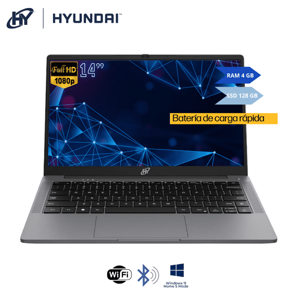 LAPTOP HYUNDAI HYBOOK HT14CCIC46SG, PANTALLA 14 Pulgadas, Intel CeleronN4020 4GBDDR4/128GB eMMC, TECLADO ESPAÑOL WINDOWS 11 HOME