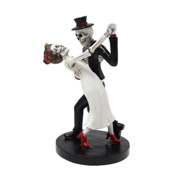Figura de pareja de esqueletos bailando del Día de Muertos, estatua de amantes góticos para bodas de Halloween, escultura romántica de novios para decoración de escritorio o estante.