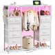 thumbnail image 5 of Cómoda con Perchero para Dormitorio, Mueble Organizador con 10 cajones de Tela Luces LED Estante Abierto, 120x40x130cm, Blanco, 5 of 7