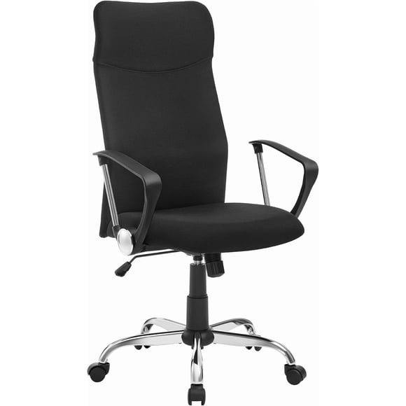 SONGMICS Silla de Oficina, Giratoria Ergonómica, Escritorio, Altura Ajustable e Inclinable, Asiento Tapizado, Carga de 120 kg, Negro Tinta