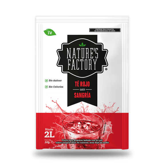 Natures Factory Té Rojo en Polvo Sabor Sangría bajo10 piezas.