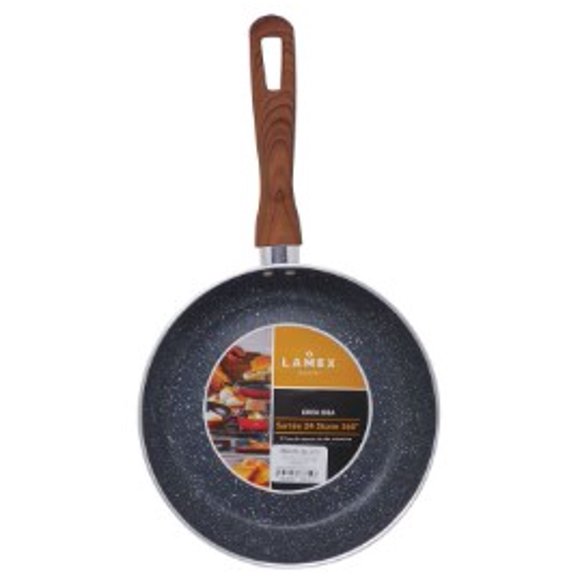 Sartén Profundo Lamex Stone 360° 24 cm con mango acabado tipo madera
