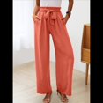 thumbnail image 4 of Pantalones de Salón Anchos para Mujer con Bolsillos, Cintura Alta, Ajustables, con Nudo y Holgados. Naranja XL, 4 of 7