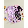 thumbnail image 3 of Pijama de Halloween para niñas, conjunto de dos piezas para bebés, camisa de manga larga con botones y pantalones elásticos., 3 of 9