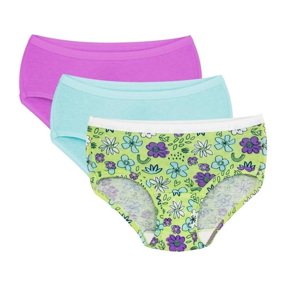 Pantaleta Corte a la Cadera Fruit of the Loom para Niña, Algodón Premium 3 Piezas Multicolor Talla 4
